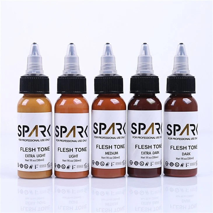 1OZ Ink Series Spark Tattoo Ink 5 stykki Húðlitasett fyrir hlífðarhúð blanda snyrtivörur húðflúr