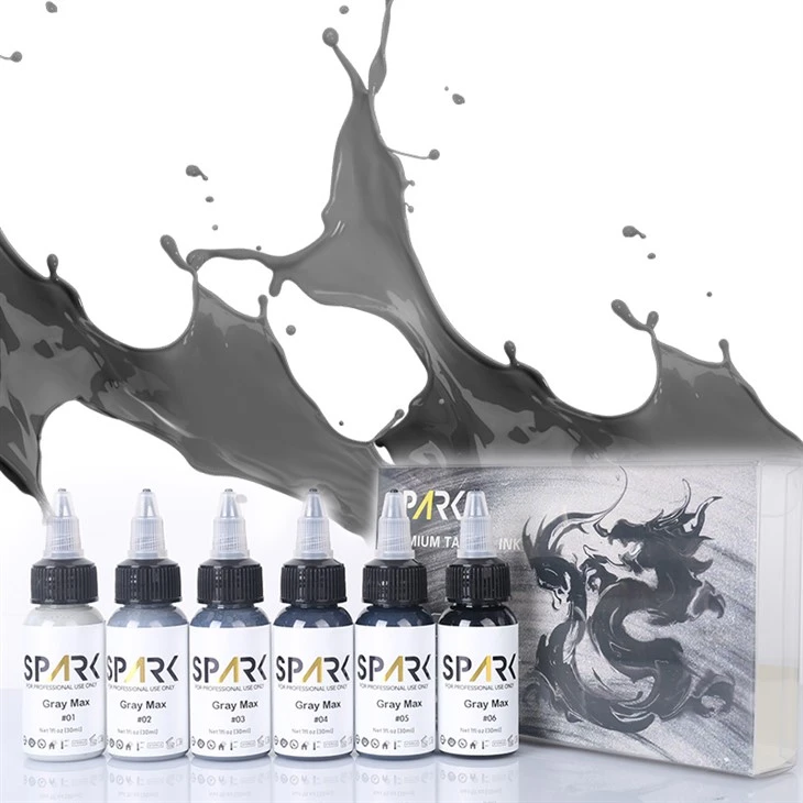 Faglegur sérsniðinn varanlegt förðunarblek Kit Spark Grey 30ml/1oz húðflúrlistamaður lífrænt húðflúrblek