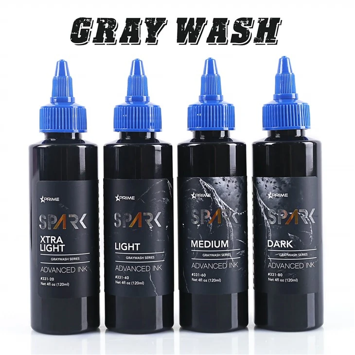 Neisti 120ml faglegur gráþvottur húðflúrblek sett fyrir húðflúr og líkamslist
