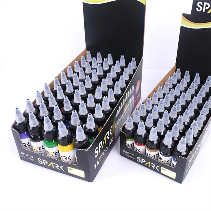 50 litasett Tattoo Ink Real Dark Gloss Black Spark Tattoo Ink