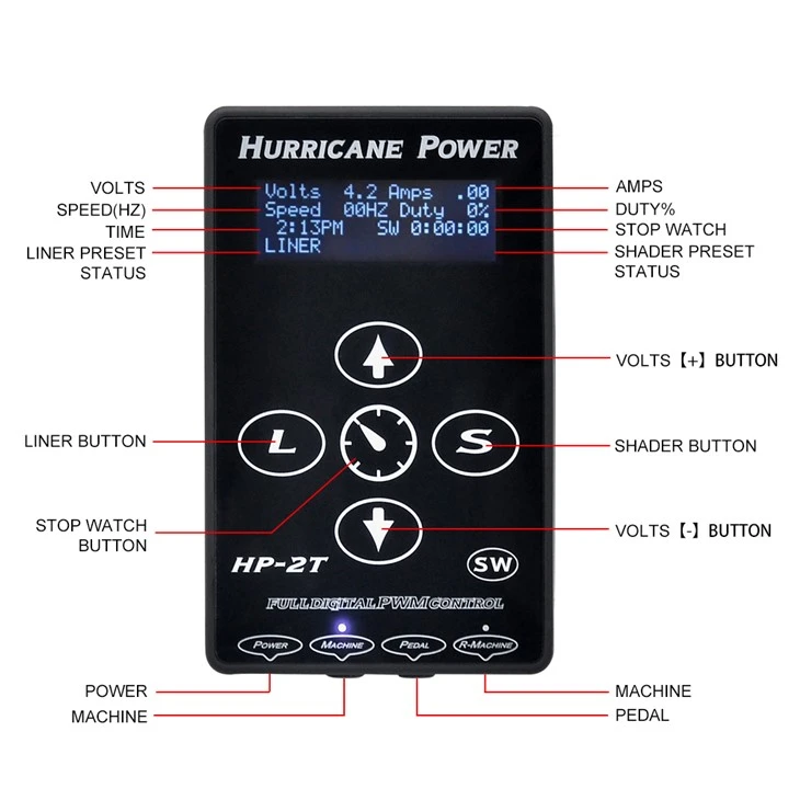 Hand Touch Hurricane Tattoo Power Supply Mini Power Supply Tattoo