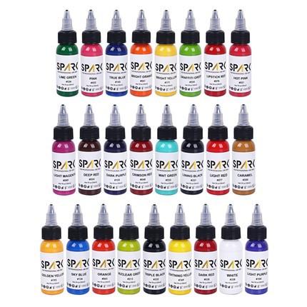 25 litasett Spark Tattoo Ink Set Professional Tattoo Ink Display Blýlaust húðflúrblek